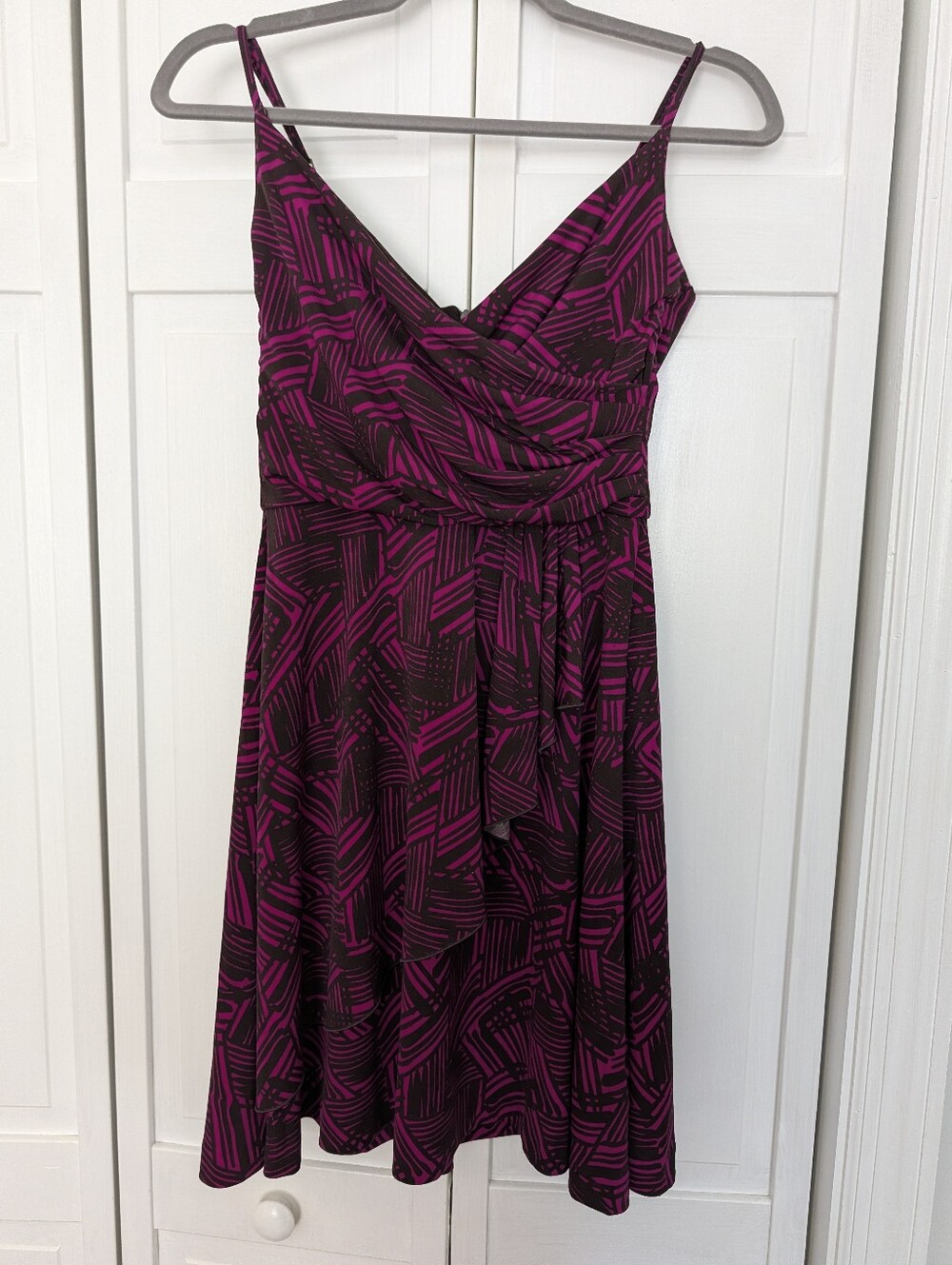 Banana Republic Fuchsia and Black Printed Midi Dress